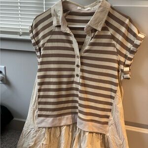 Mustard Seed Brown and Cream Striped dress